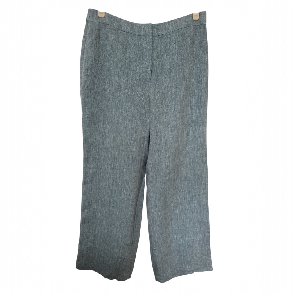 Lafayette 148 Heather Bravado 100% Linen Wide Leg Dress Pant Trousers Size 12